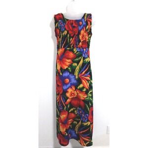Prophecy Hawaiian‎ Maxi Dress Size 8 Floral Island Smocked Travel Bright Beachy